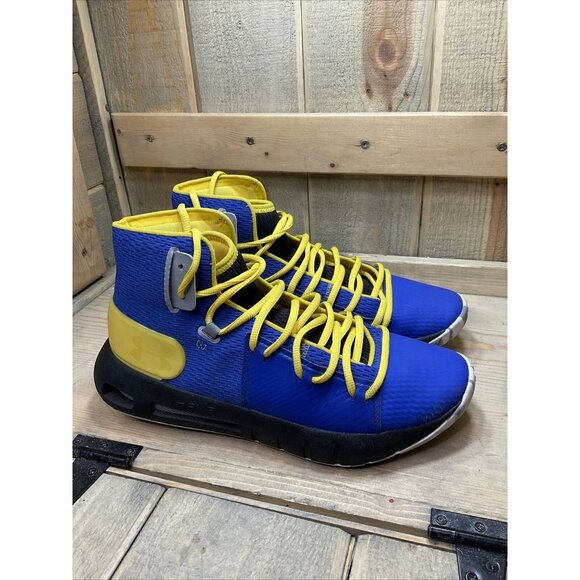 US9 Mens Under Armour UA ICON HOVR Havoc MID Basketball Shoes Blue Yellow main image 5
